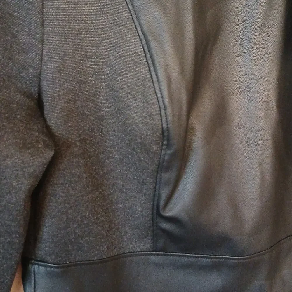 BCBGMAXAZRIA charcoal faux leather combo dress